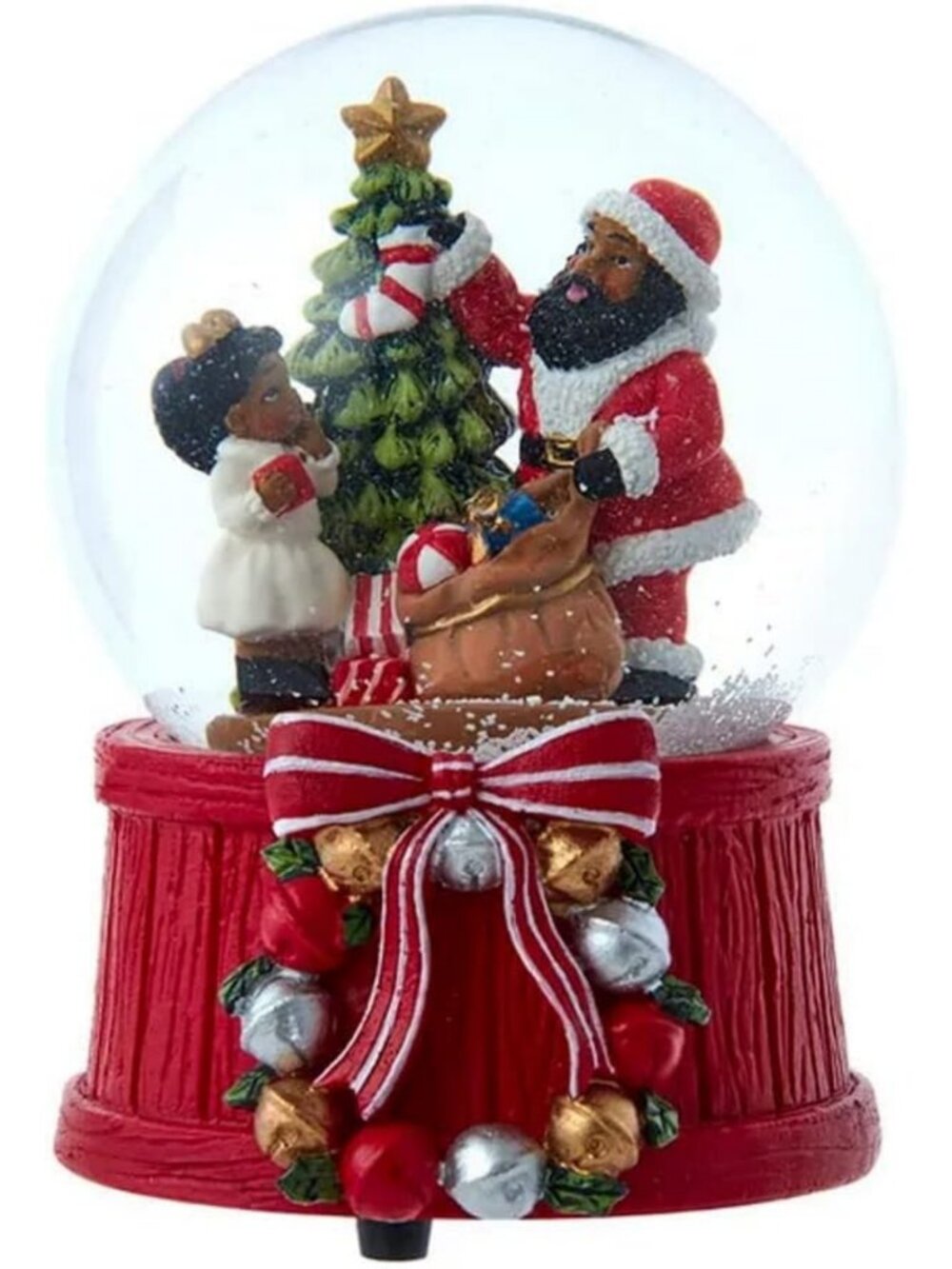 Musical Wind-Up African American Santa Water Globe | Holiday Decor & Gift Idea